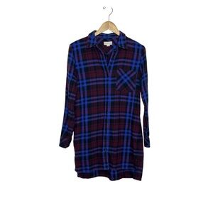 Golden by TNA Aritzia Women's Size Small Cotton Plaid Flannel Style Shirt Dress